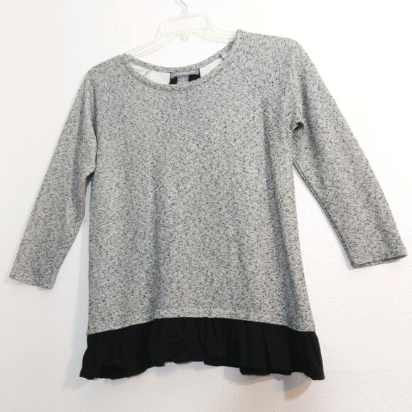 Kate & Mallory gray knit black insert tie back top S - Picture 3 of 10